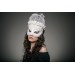 Masquerade mask woman Ivory with flowers, veiling, scales for Halloween, party, masquerade, wedding
