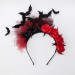 Black Bat headband with red rose and red&black veil