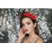 Black Bat headband with red rose and red&black veil
