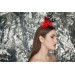 Bat headband with red rose and red veil
