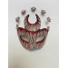 Silvery moon bloody masquerade mask, decorated with moon, stars and red lines. For Halloween, Party, Wedding