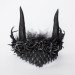 Horns headband black Dragon with scale, wings, black roses. Girl helmet. Halloween costume.