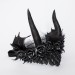 Horns headband black Dragon with scale, wings, black roses. Girl helmet. Halloween costume.